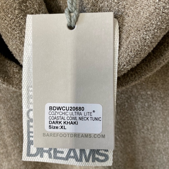 Barefoot Dreams CozyChic Ultra Lite Cowl Neck Tunic in Dark Khaki - SZ XL NEW - Picture 4 of 9